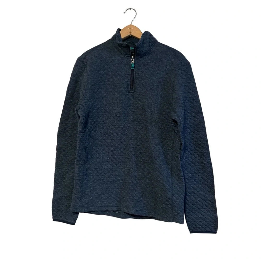 J. Crew Quilted 1/4 Zip Pullover Cotton Size Small Pullover Blue